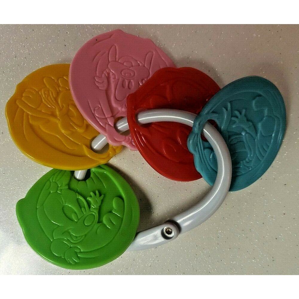 Vintage 1984 Disney Babies Teething Toy New Old Stock Key Ring 5 Colors U166